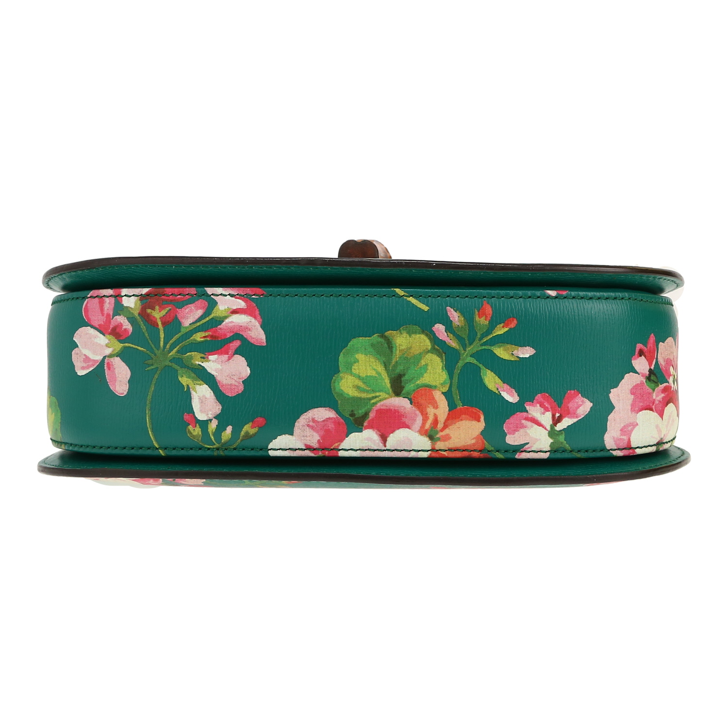Gucci Bamboo Blooms handbag in green leather and bamboo - Detail D1
