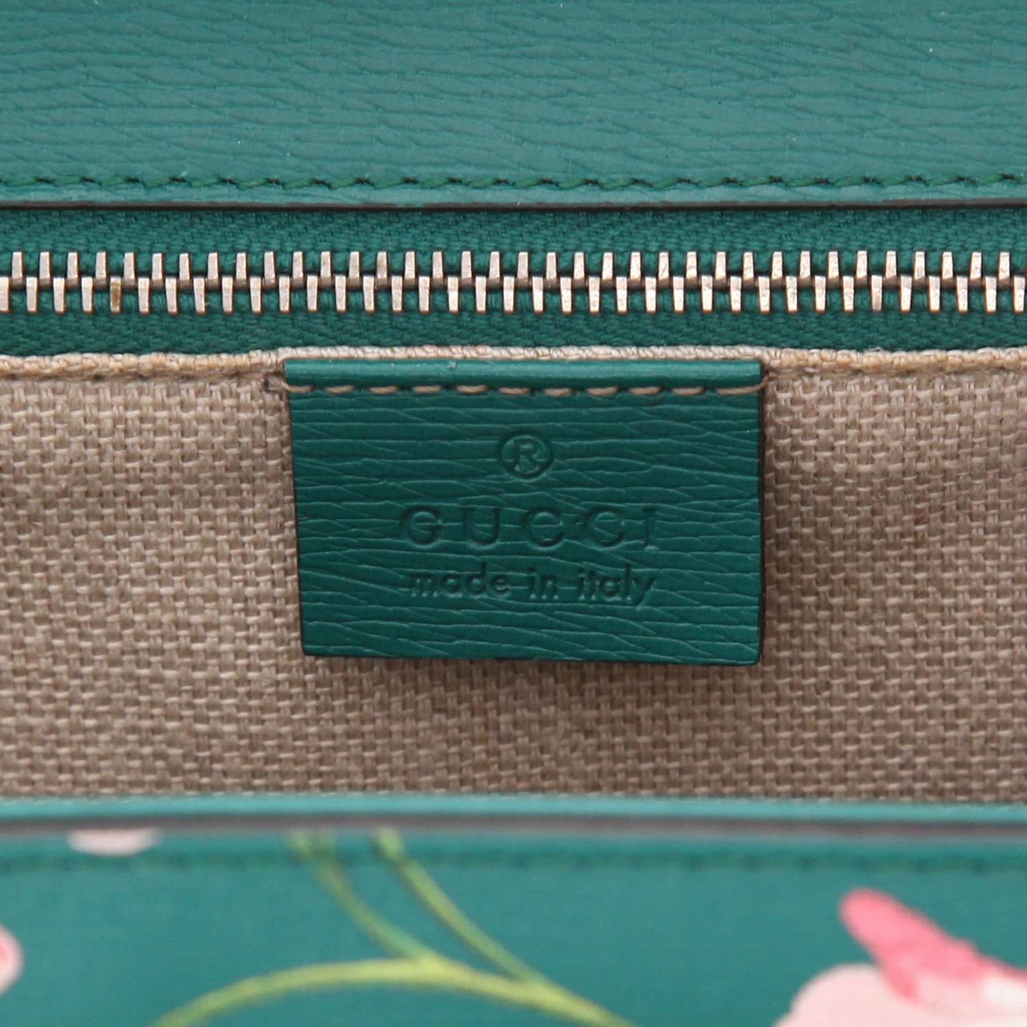 Gucci Bamboo Blooms handbag in green leather and bamboo - Detail D2