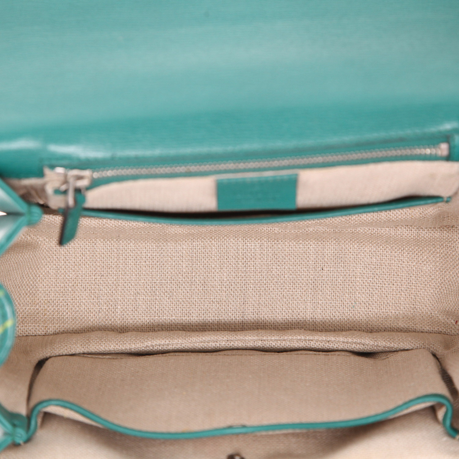 Gucci Bamboo Blooms handbag in green leather and bamboo - Detail D3