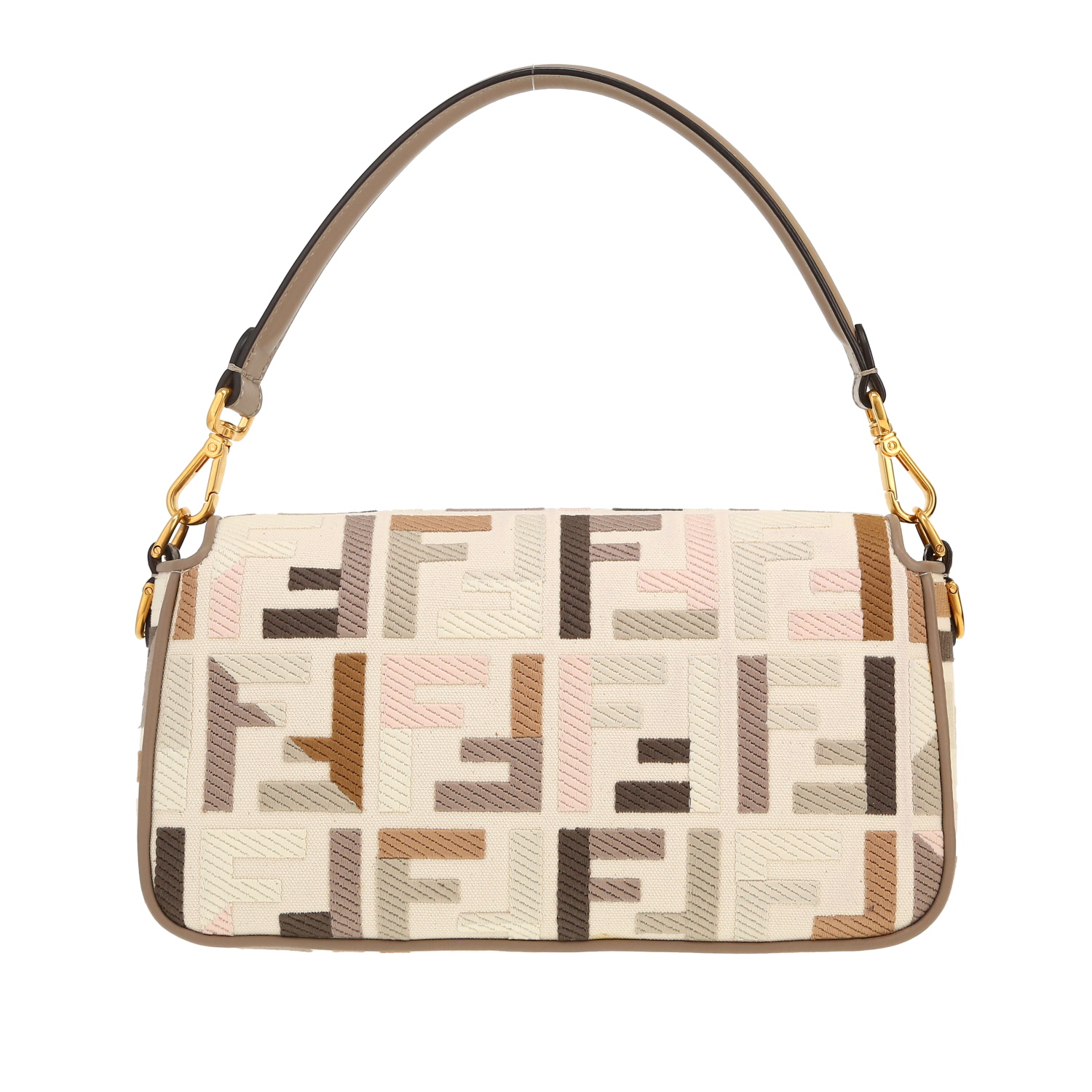 Sac à main Fendi  Baguette en toile monogram beige et taupe - Detail D4