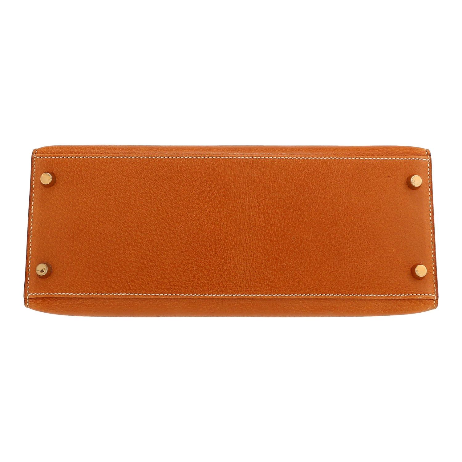 Bolso de mano Hermès  Kelly 28 cm en cuero de Pecarí color oro - Detail D1