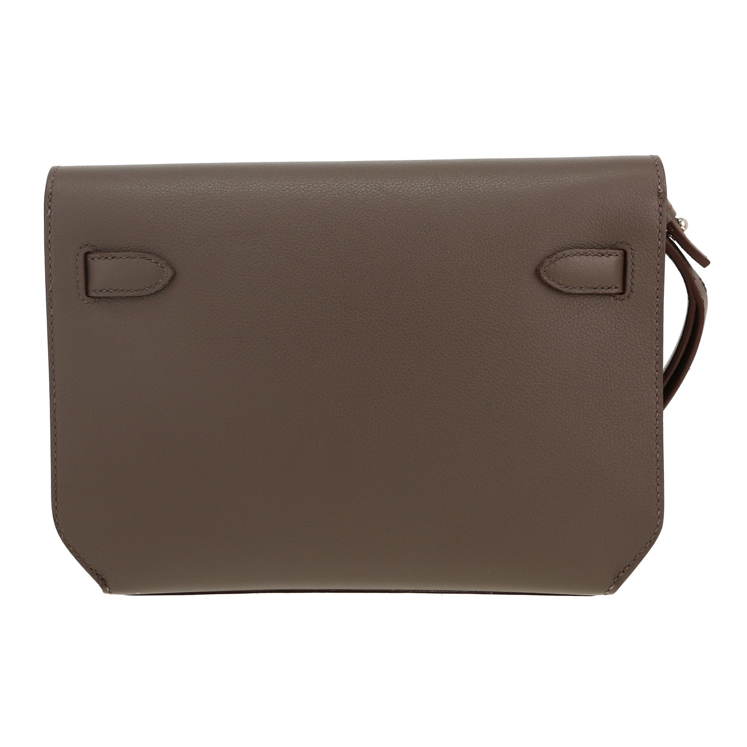 Bolsito de mano Hermès Kelly Dépêches en cuero Evercolor gris estaño - Detail D5