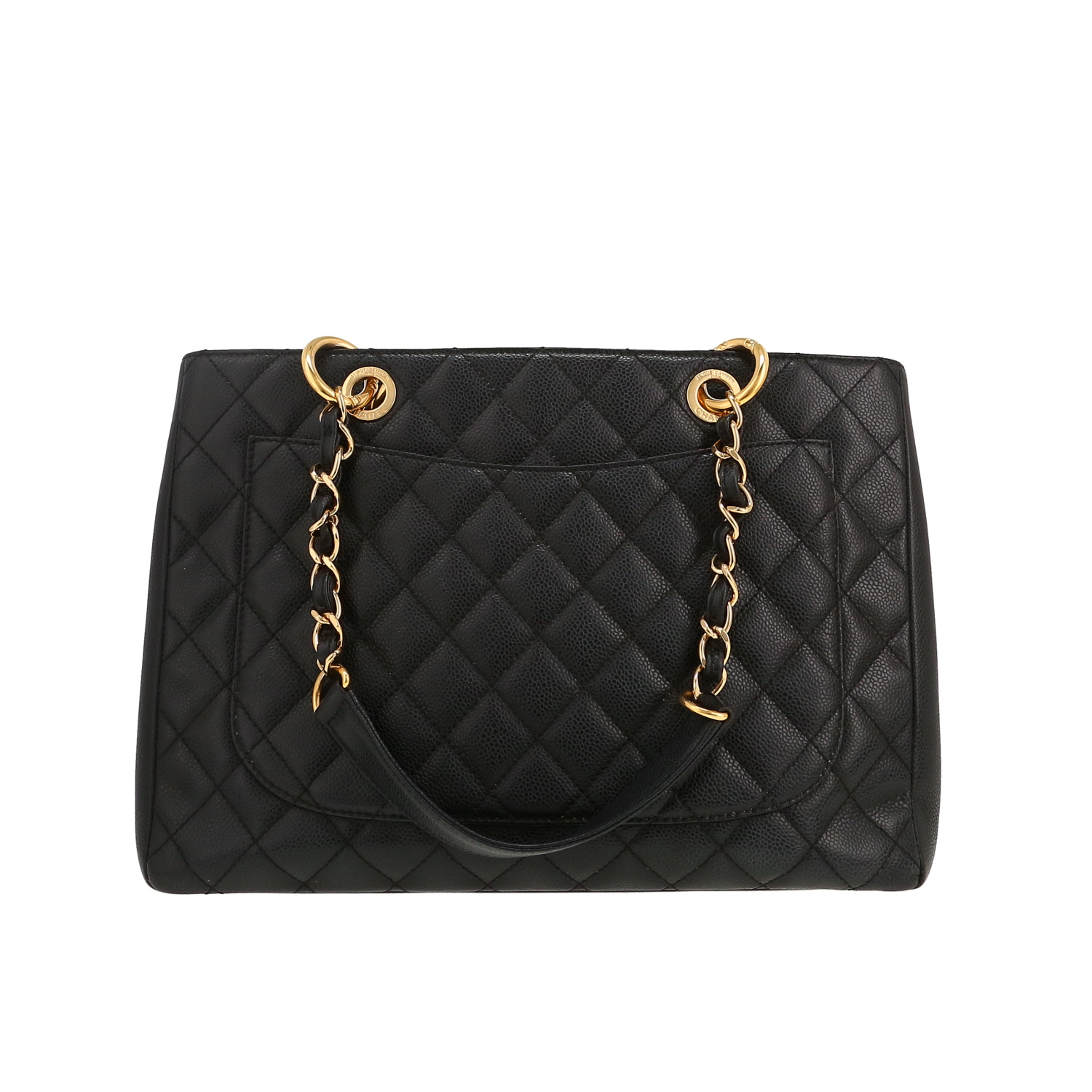 Chanel Shopping GST handbag in black quilted grained leather - Detail D4