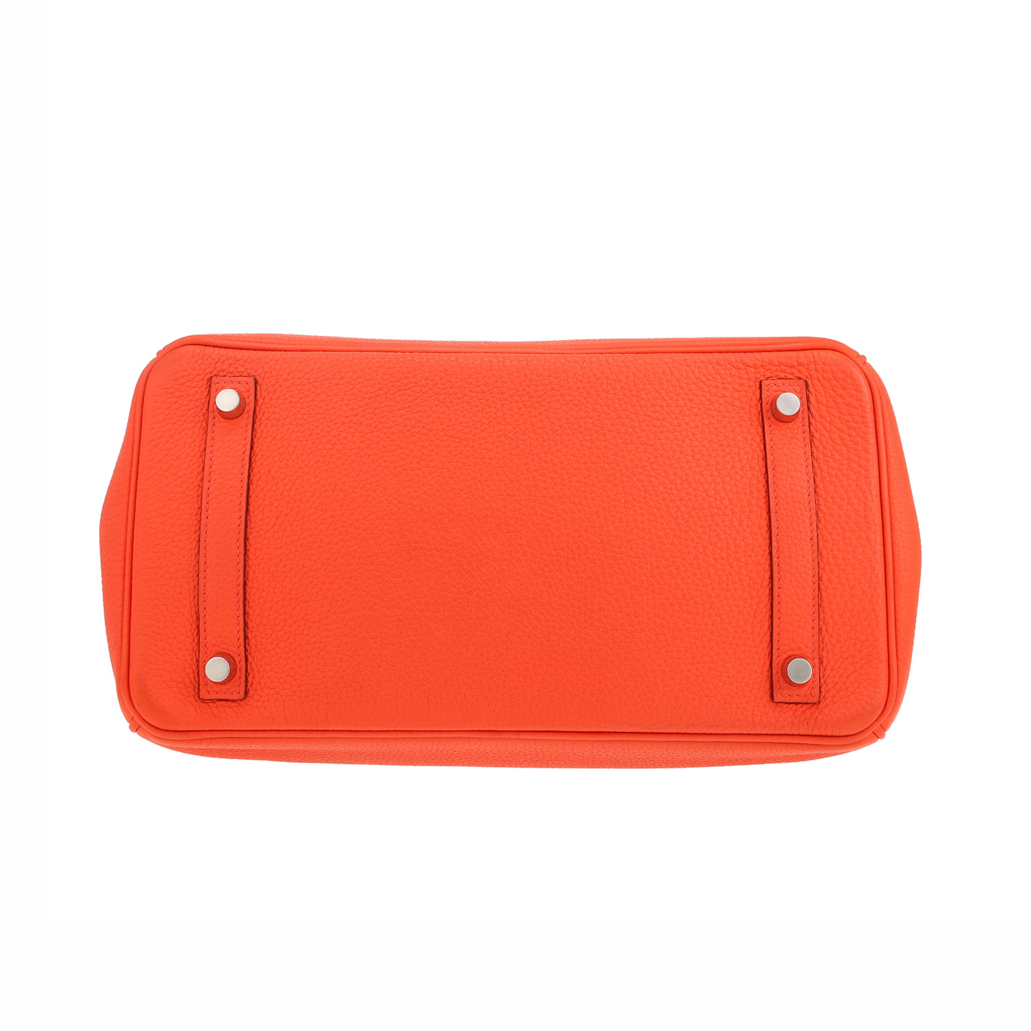 Bolso de mano Hermès  Birkin 30 cm en cuero togo naranja - Detail D1