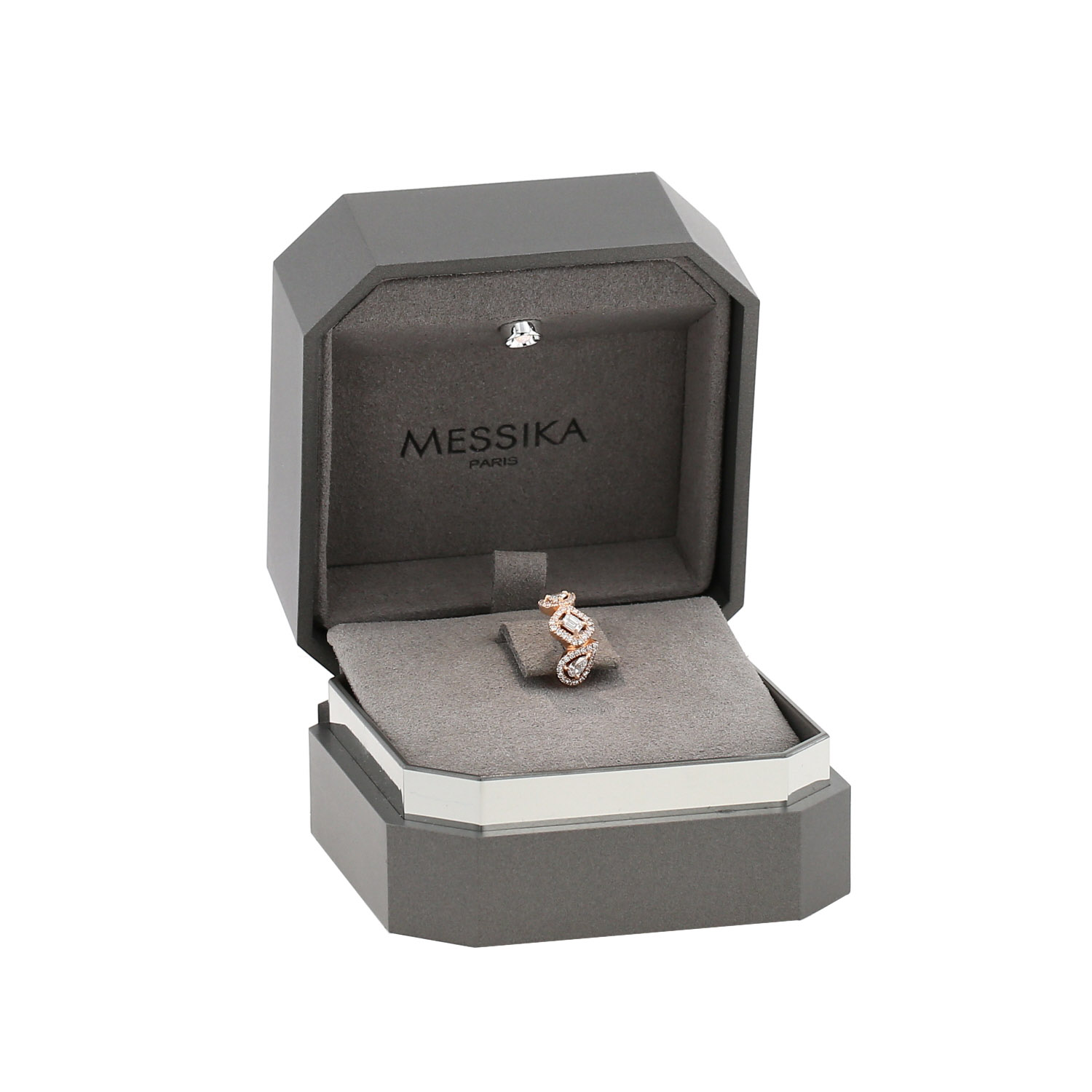 Pendiente Messika My Twin de oro rosa y diamantes - Detail D2