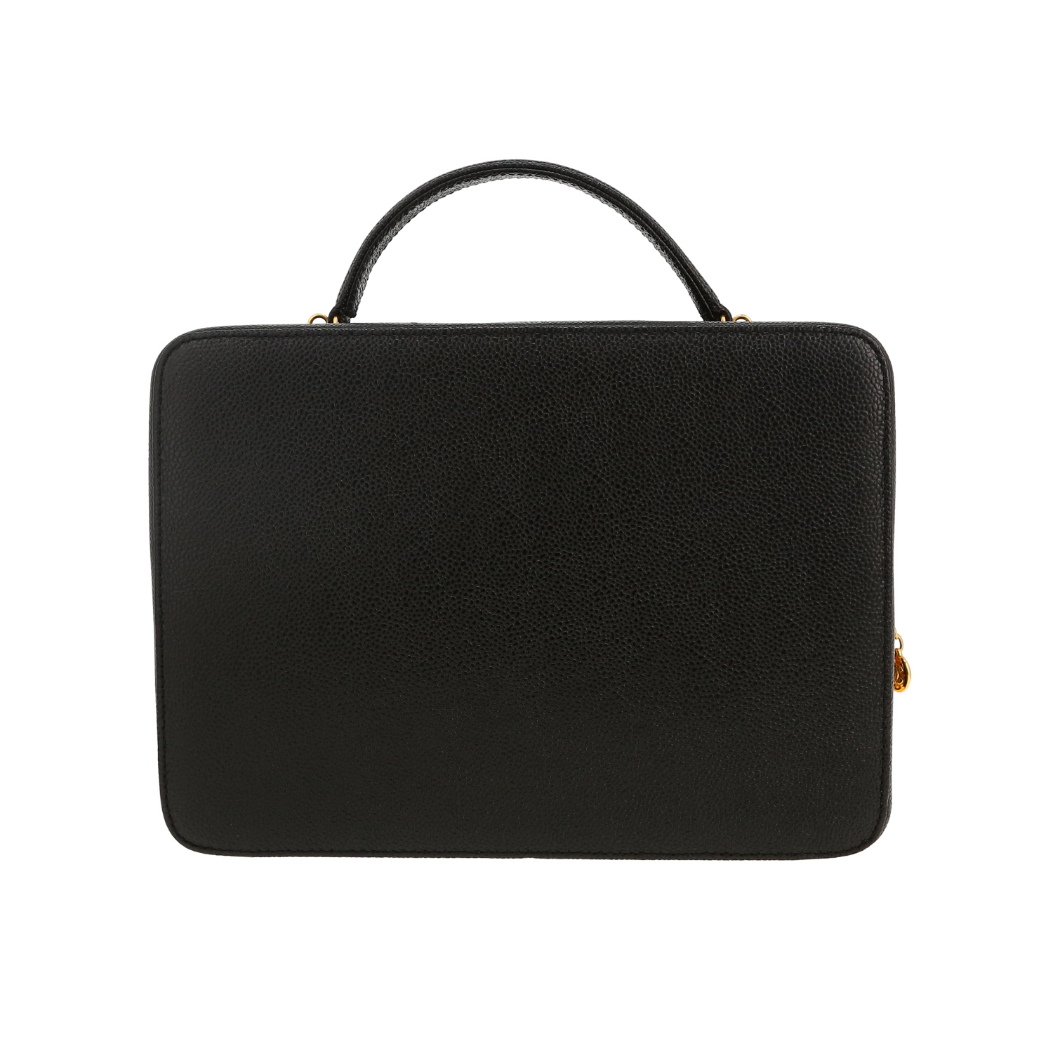 Chanel  Vanity vanity case  in black grained leather - Detail D4