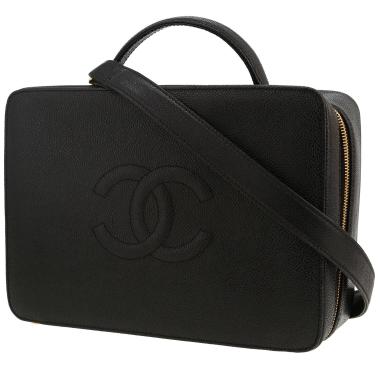Chanel  Vanity vanity case  in black grained leather