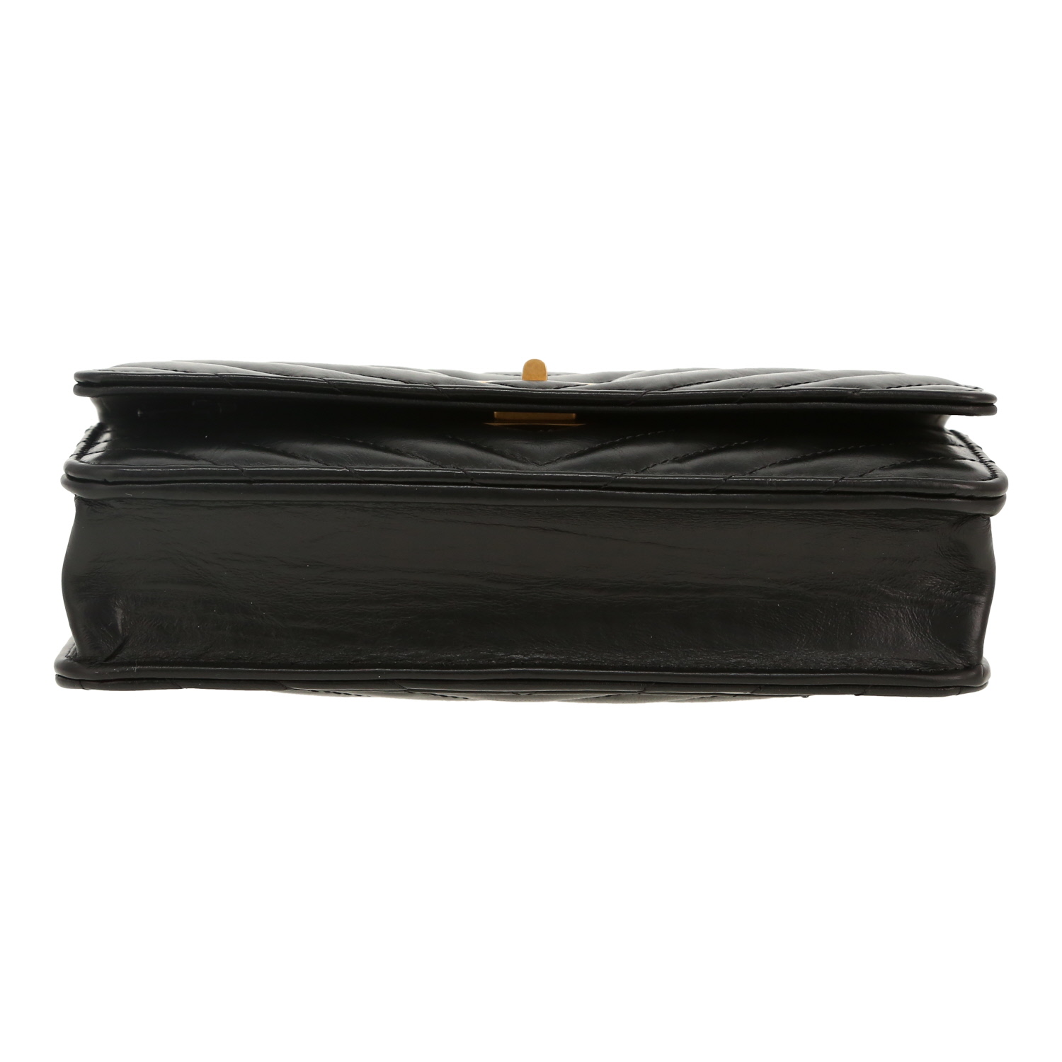 Chanel Wallet on Chain shoulder bag in black chevron quilted leather - Detail D1