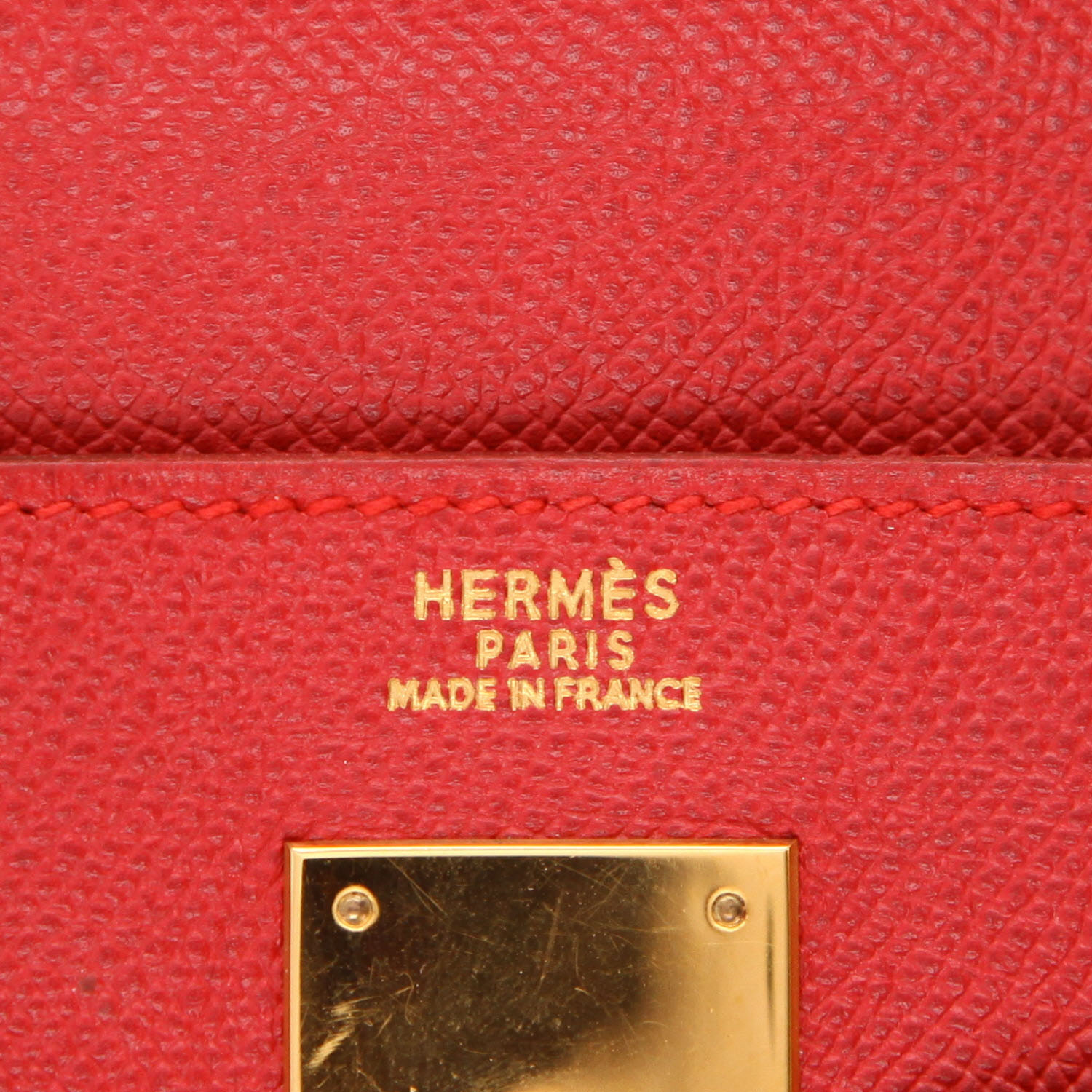 Borsa Hermès  Kelly 32 cm in pelle Courchevel rossa - Detail D2