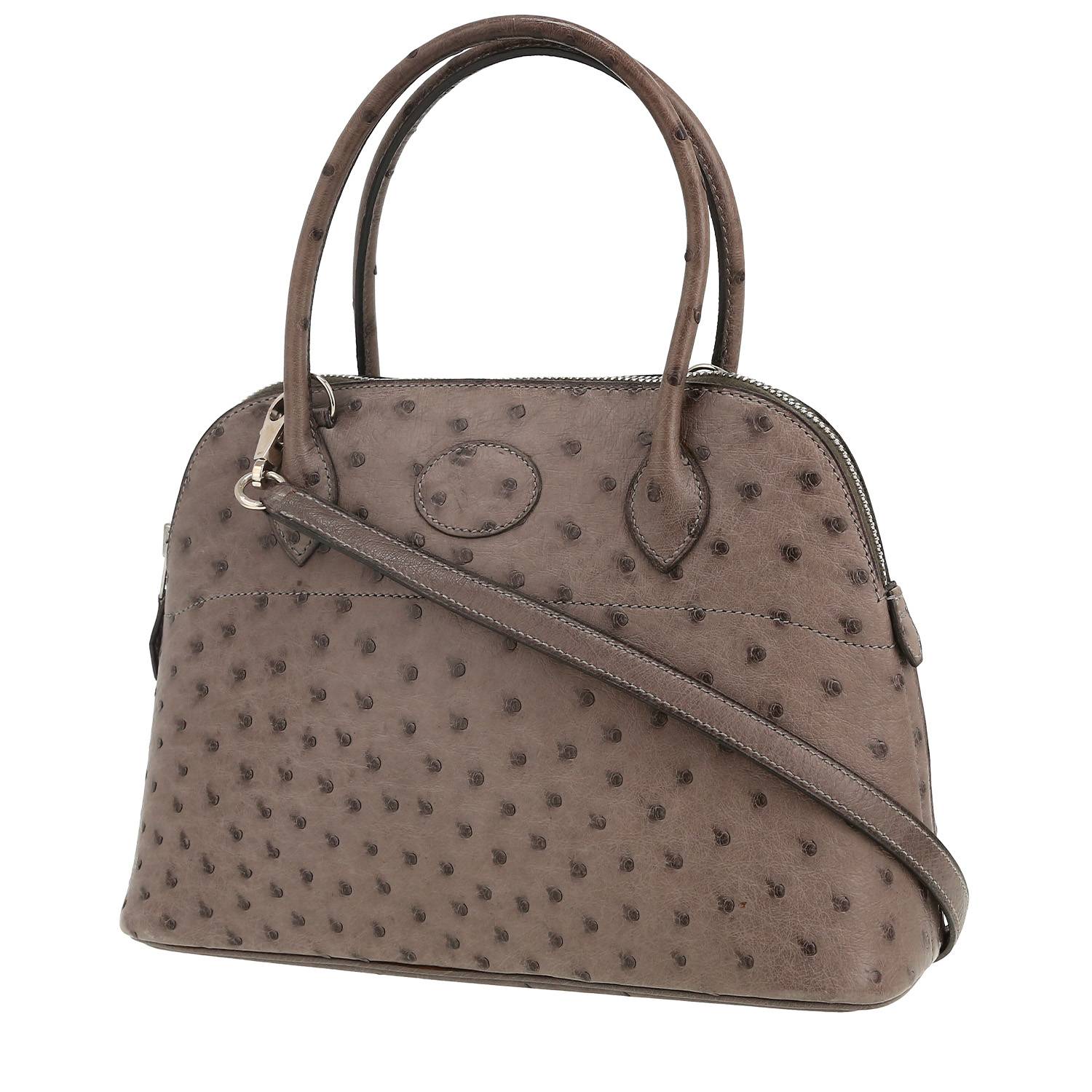 Borsa Hermès  Bolide 27 cm in struzzo grigio