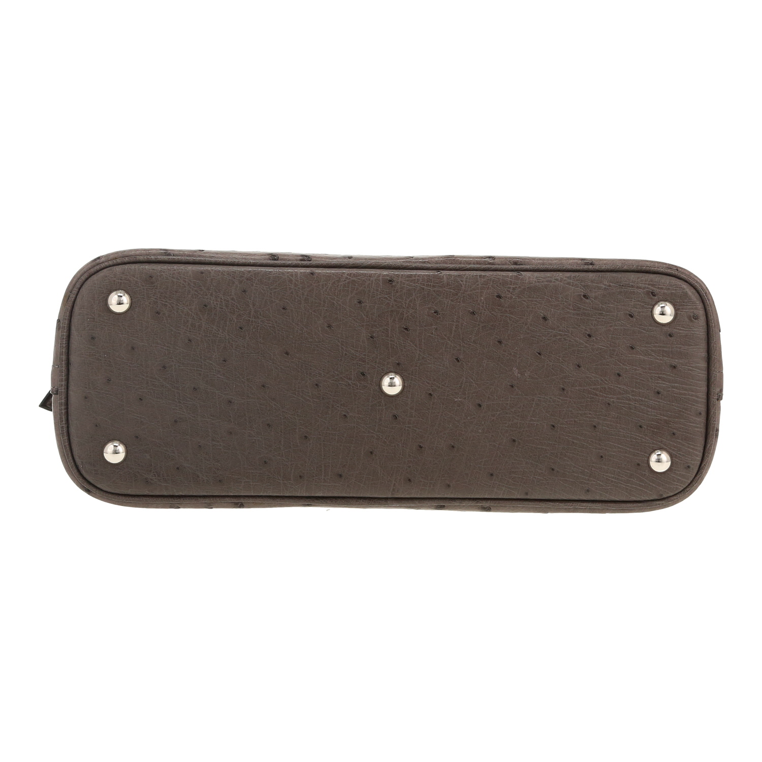 Hermès  Bolide 27 cm handbag  in grey ostrich leather - Detail D1