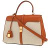 Sac à main Celine  16 moyen modèle  en cuir naturel marron et toile beige - 00pp thumbnail