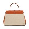 Celine  16 medium model  handbag  in brown natural leather  and beige canvas - Detail D4 thumbnail