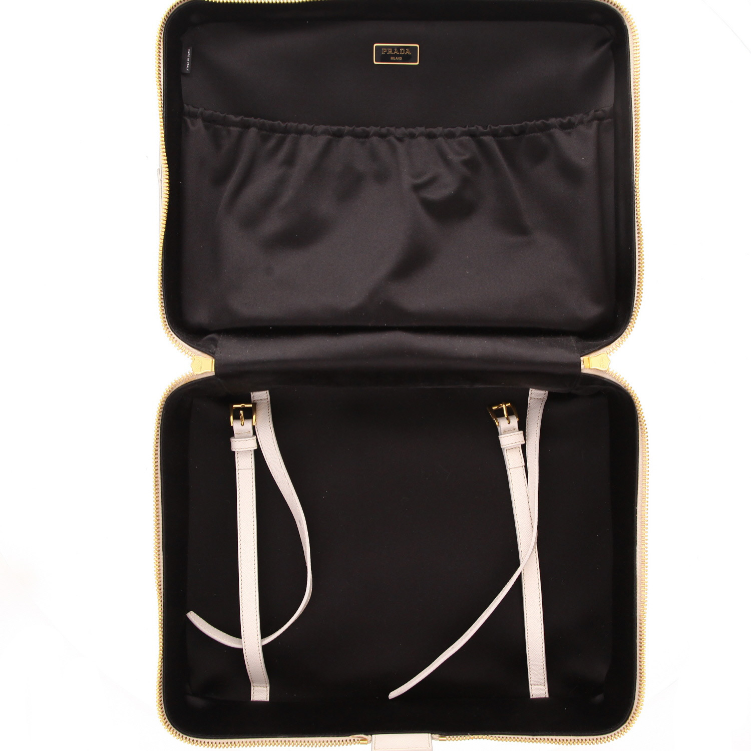 Borsa portadocumenti Prada   in pelle saffiano bianco sporco - Detail D3