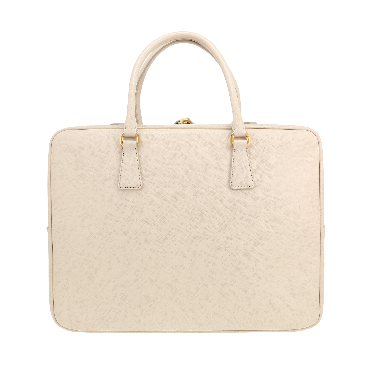 Borsa portadocumenti Prada   in pelle saffiano bianco sporco - Detail D4