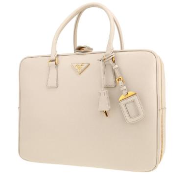 Borsa portadocumenti Prada   in pelle saffiano bianco sporco