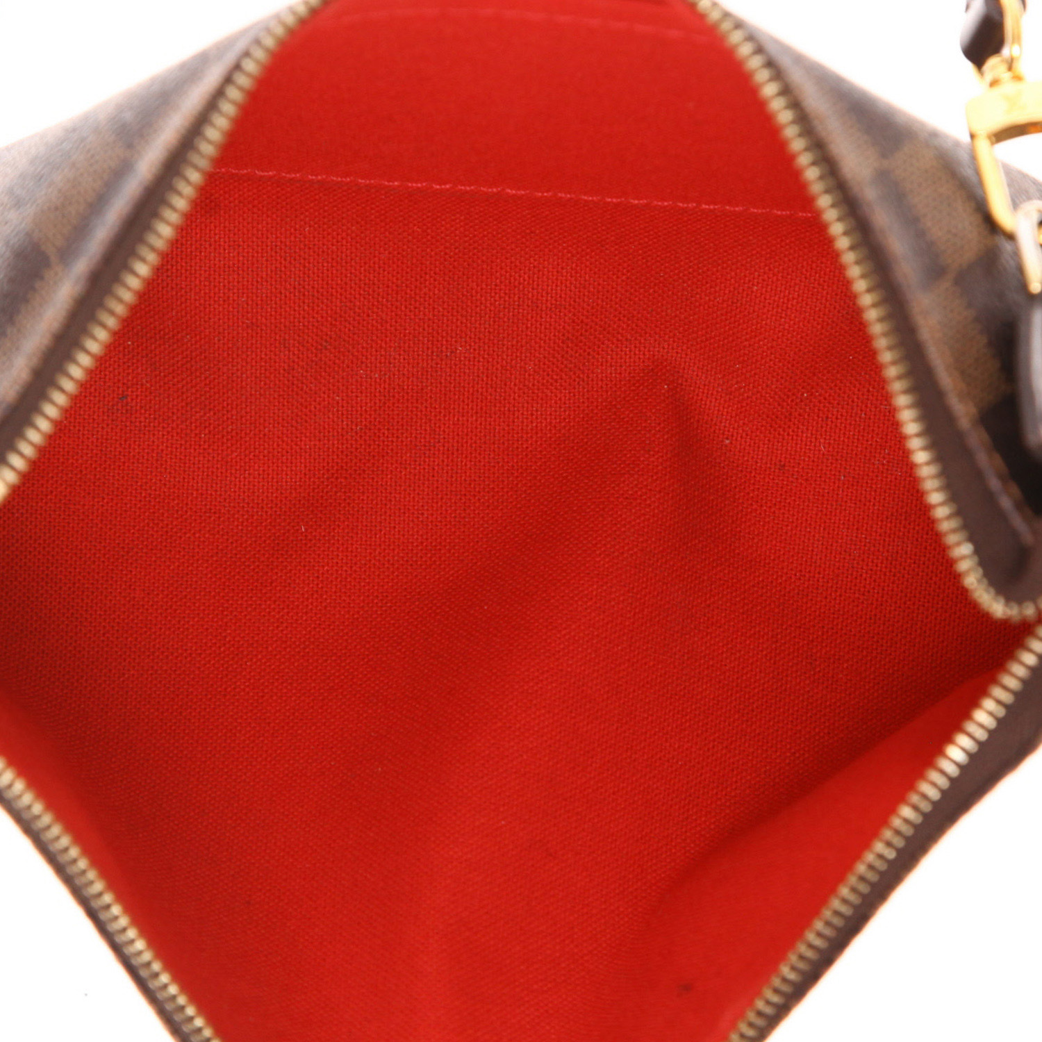 Bolso/bolsito Louis Vuitton   en lona a cuadros ébano y cuero marrón - Detail D3