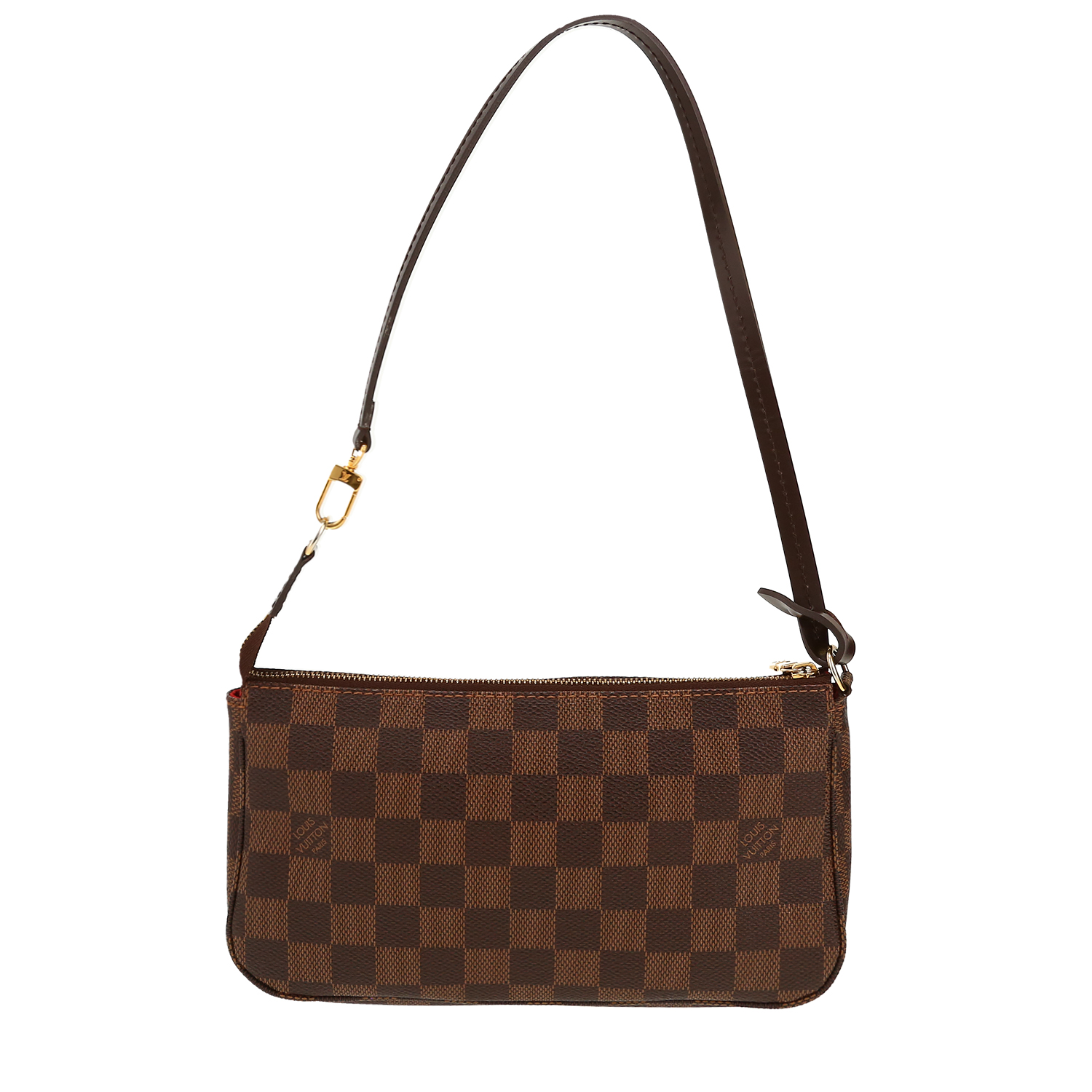Louis Vuitton   handbag/clutch  in ebene damier canvas  and brown leather - Detail D4