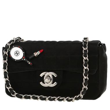 Chanel   mini  shoulder bag  in black satin