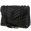 Sac bandoulière Saint Laurent  Loulou moyen modèle  en cuir matelassé chevrons noir - 00pp thumbnail