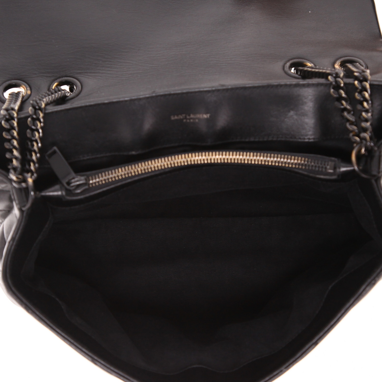 Borsa a tracolla Saint Laurent  Loulou modello medio  in pelle trapuntata a zigzag nera - Detail D3