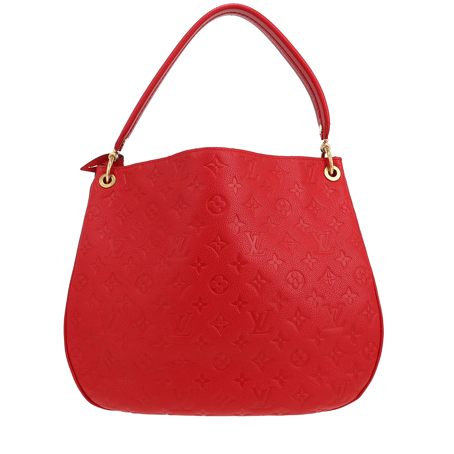 Sac bandoulière Louis Vuitton Spontini en cuir monogram empreinte rouge - Detail D4