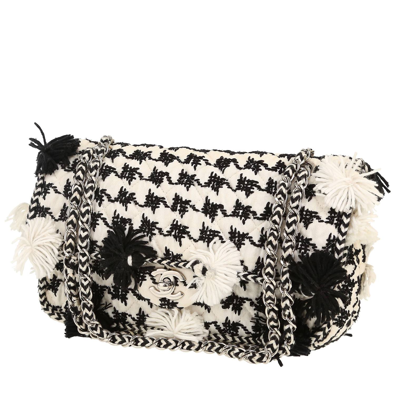 Chanel Timeless Classic handbag in black and white tweed