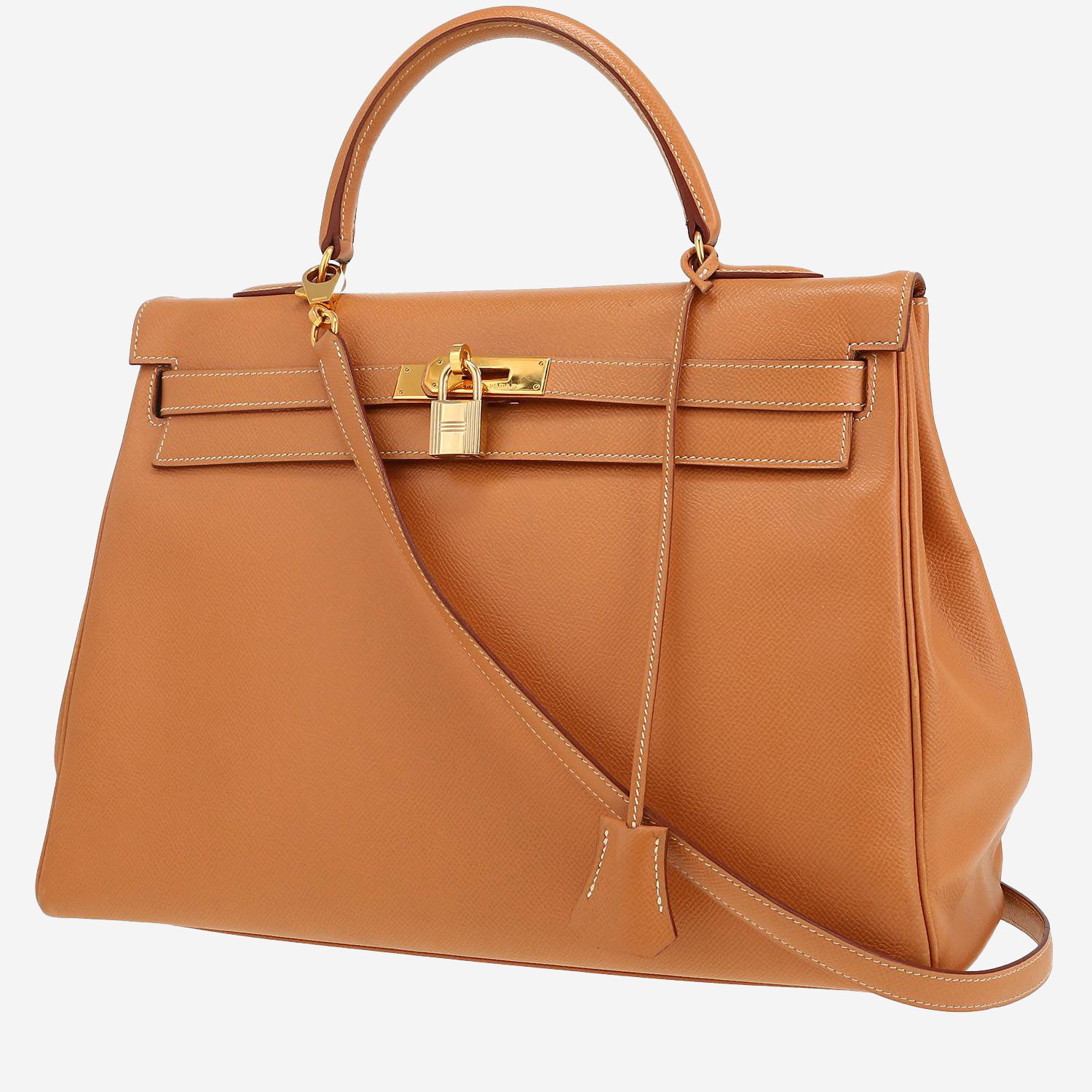 Hermès Kelly 35 cm handbag in gold Courchevel leather