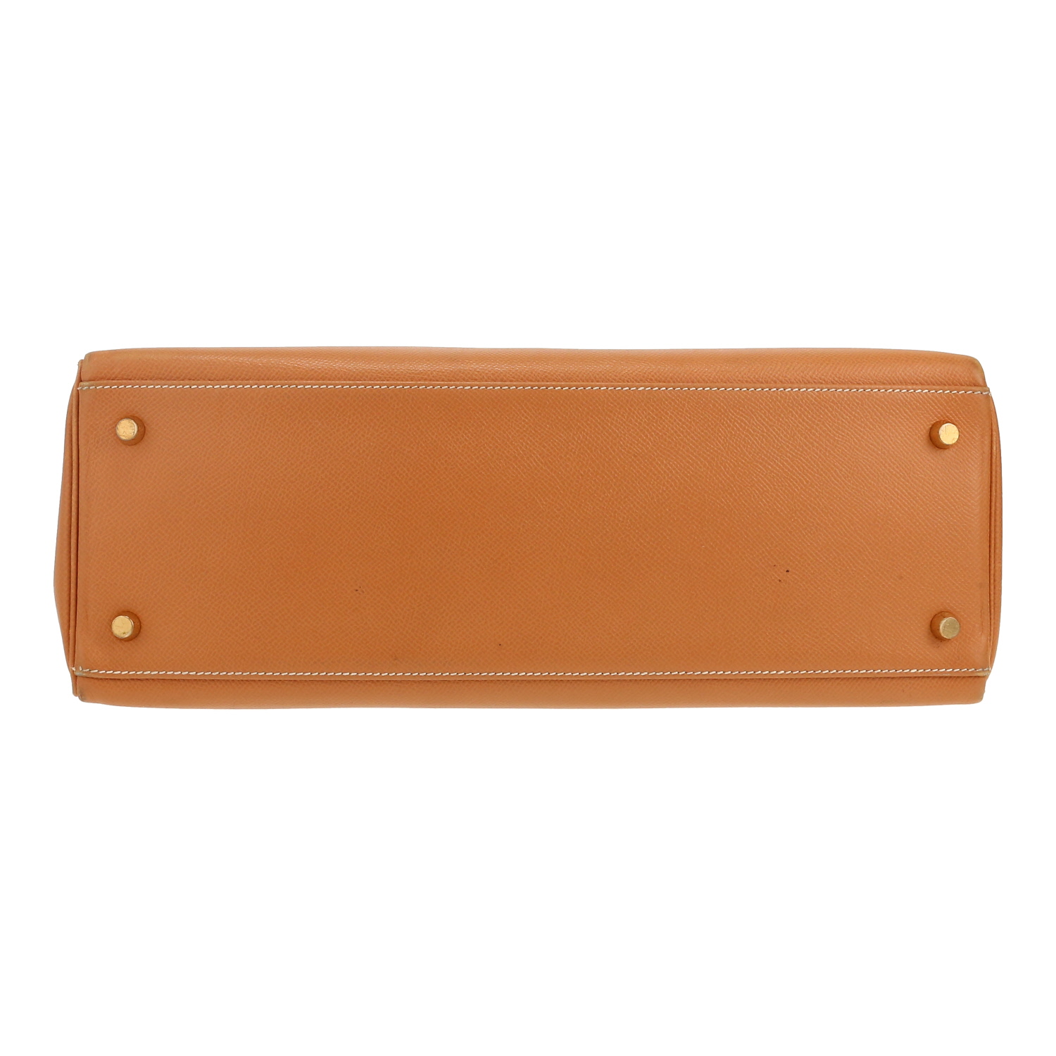 Hermès  Kelly 35 cm handbag  in gold Courchevel leather - Detail D1