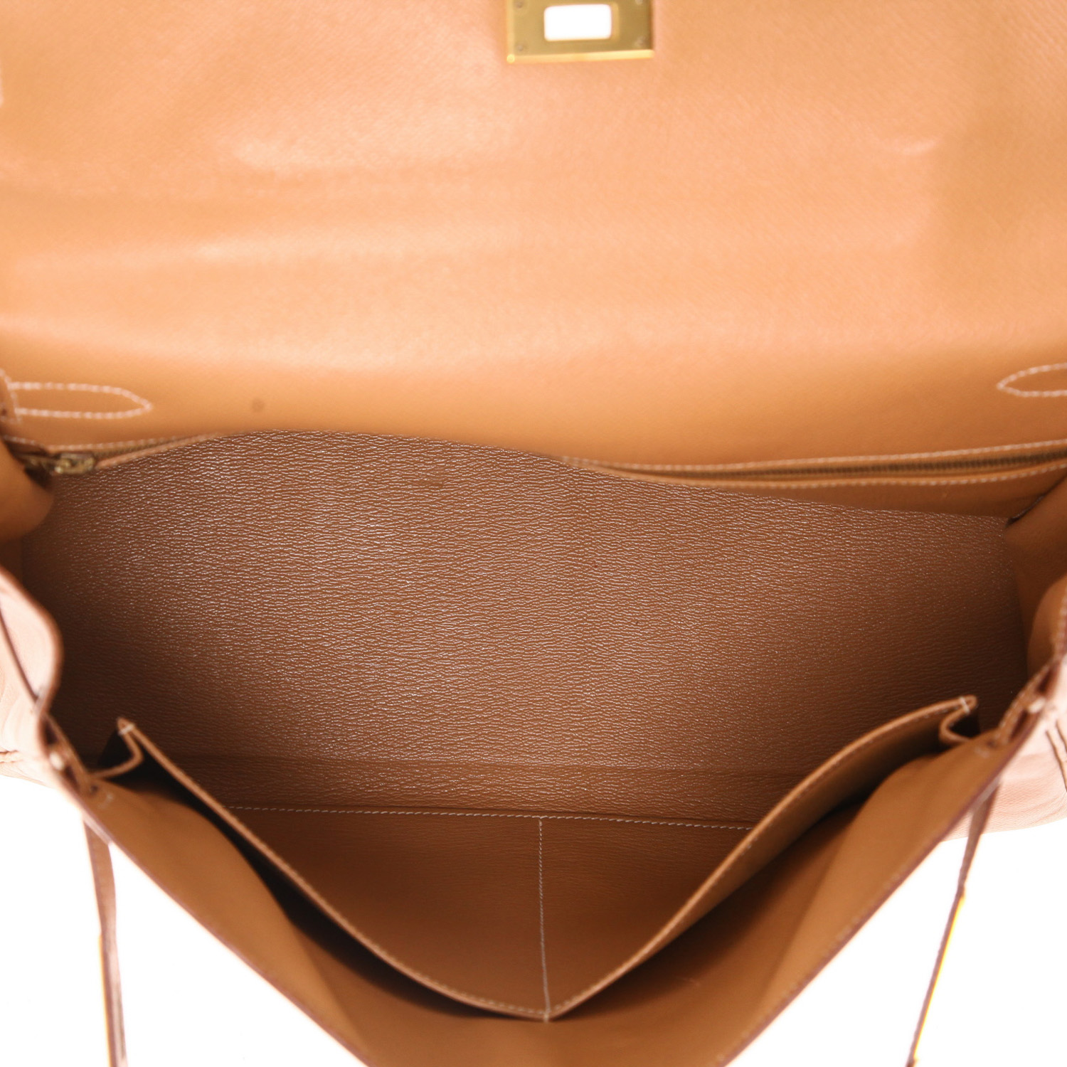 Hermès  Kelly 35 cm handbag  in gold Courchevel leather - Detail D3
