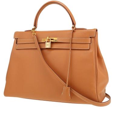 Sac à main Hermès  Kelly 35 cm en cuir Courchevel gold