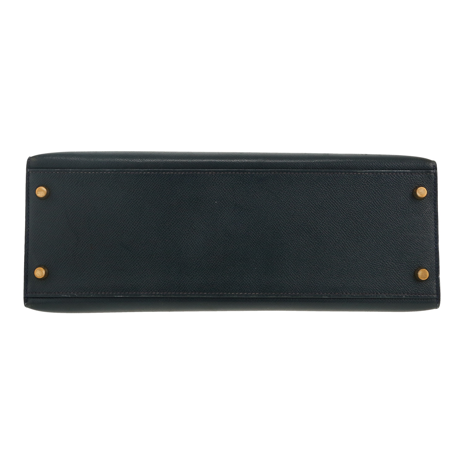 Sac à main Hermès  Kelly 32 cm en cuir Courchevel bleu-marine - Detail D1