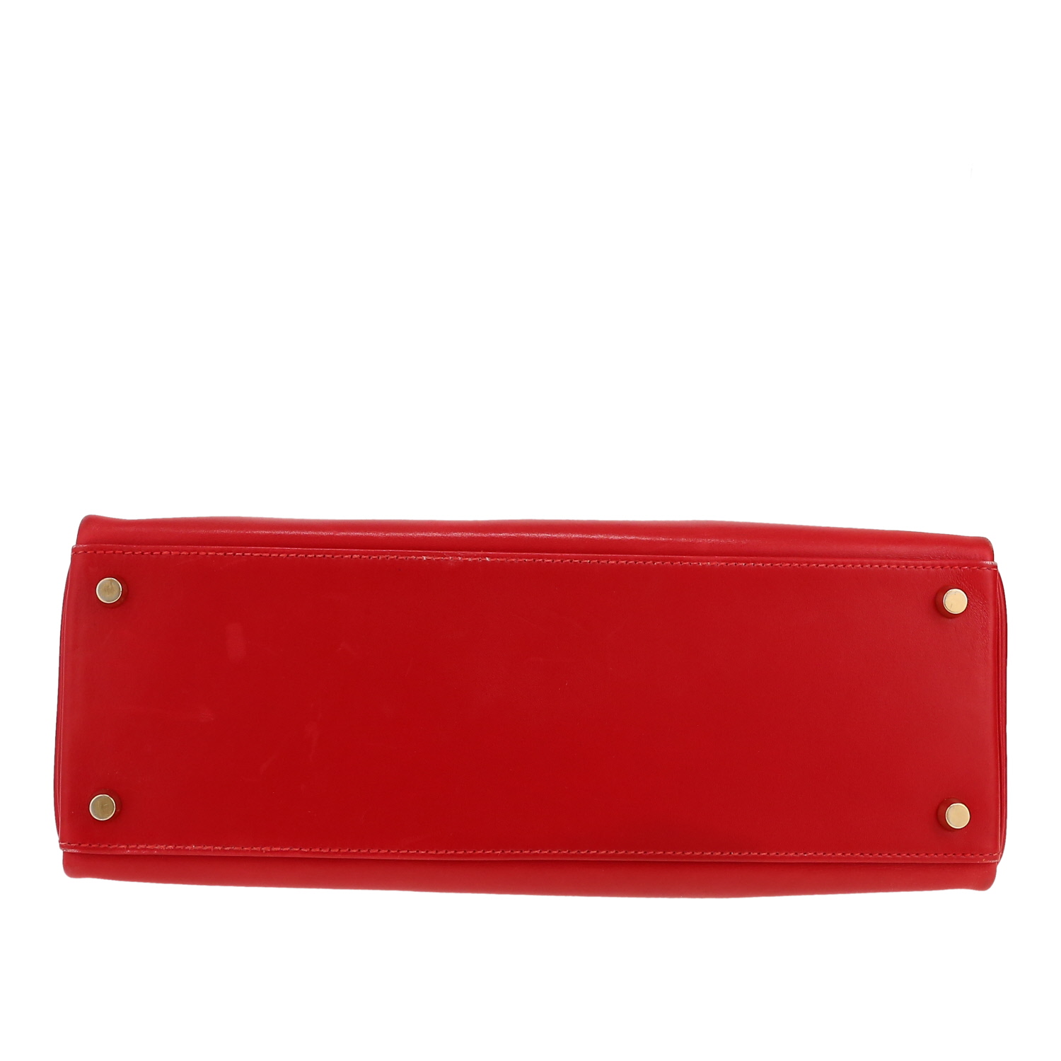 Hermès  Kelly 32 cm handbag  in red Vif box leather - Detail D1