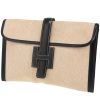 Hermès  Jige pouch  in beige canvas  and navy blue box leather - 00pp thumbnail