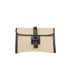 Hermès  Jige pouch  in beige canvas  and navy blue box leather - 360 thumbnail