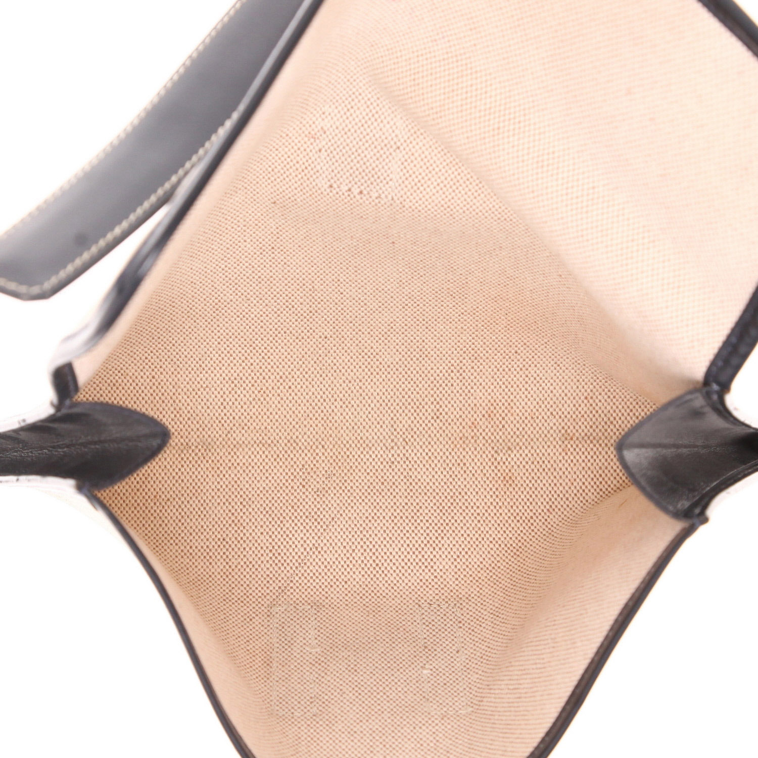 Hermès  Jige pouch  in beige canvas  and navy blue box leather - Detail D3