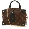 Bolso bandolera Louis Vuitton  Petite Malle Souple en lona Monogram marrón y cuero negro - Detail D4 thumbnail