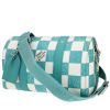 Louis Vuitton  City Keepall shoulder bag  in turquoise and white damier canvas  and turquoise leather - 00pp thumbnail