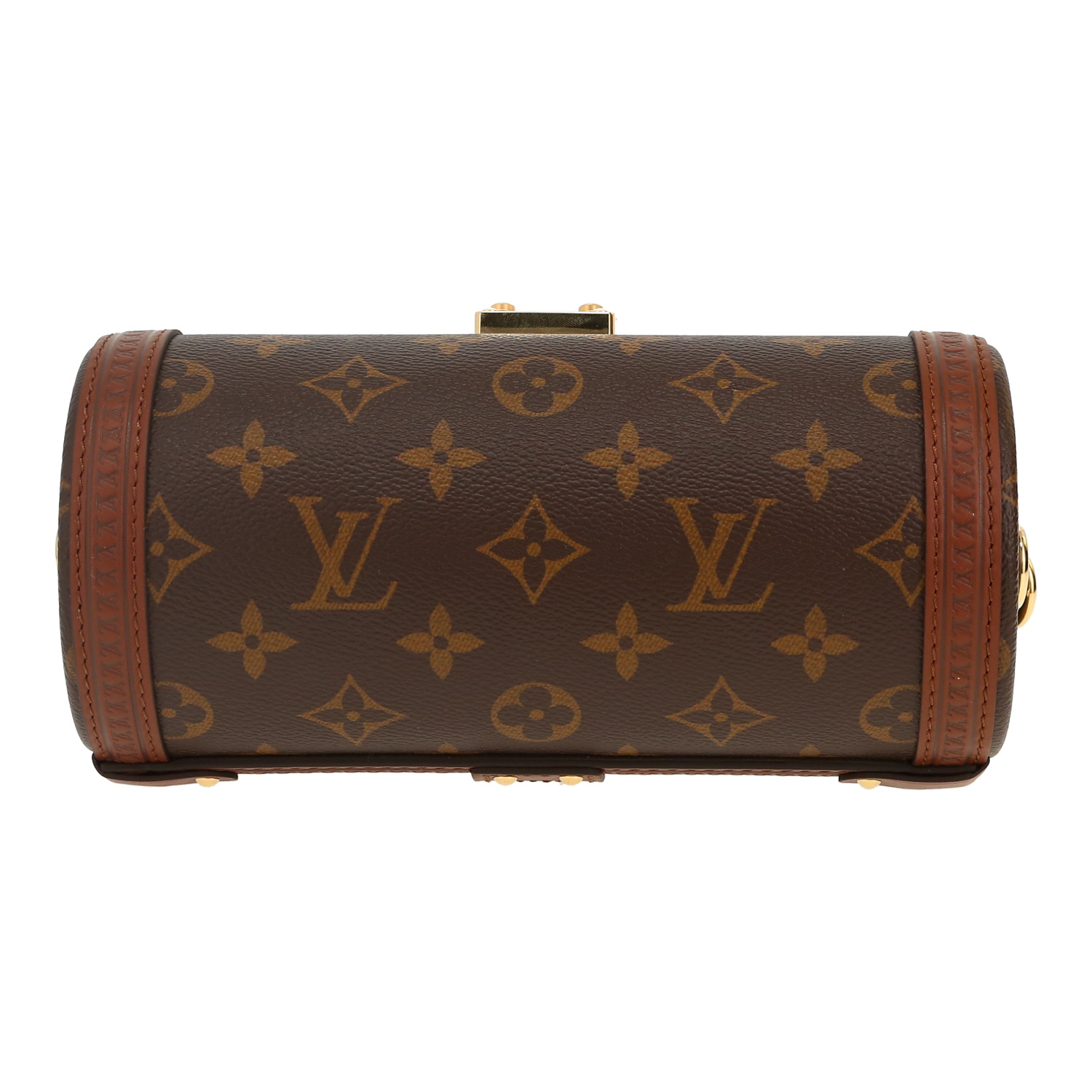 Sac bandoulière Louis Vuitton  Papillon Trunk en toile monogram marron et cuir marron - Detail D1