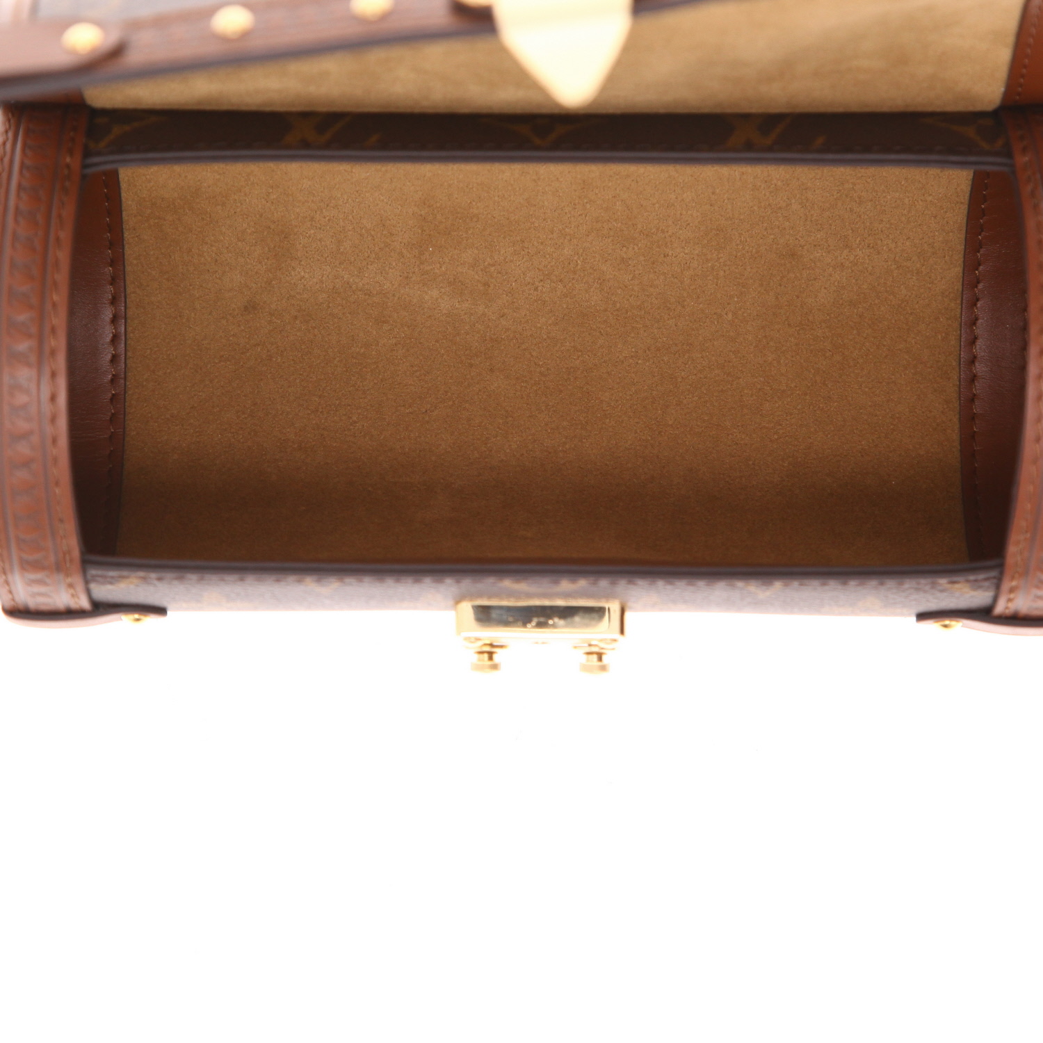 Louis Vuitton Papillon Trunk shoulder bag in brown monogram canvas and brown leather - Detail D3