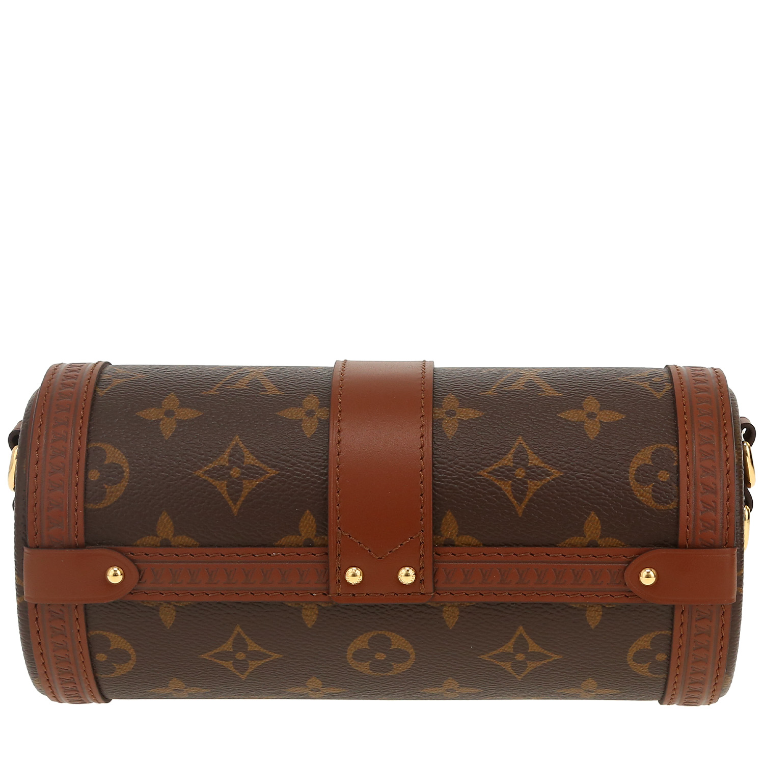 Sac bandoulière Louis Vuitton  Papillon Trunk en toile monogram marron et cuir marron - Detail D4