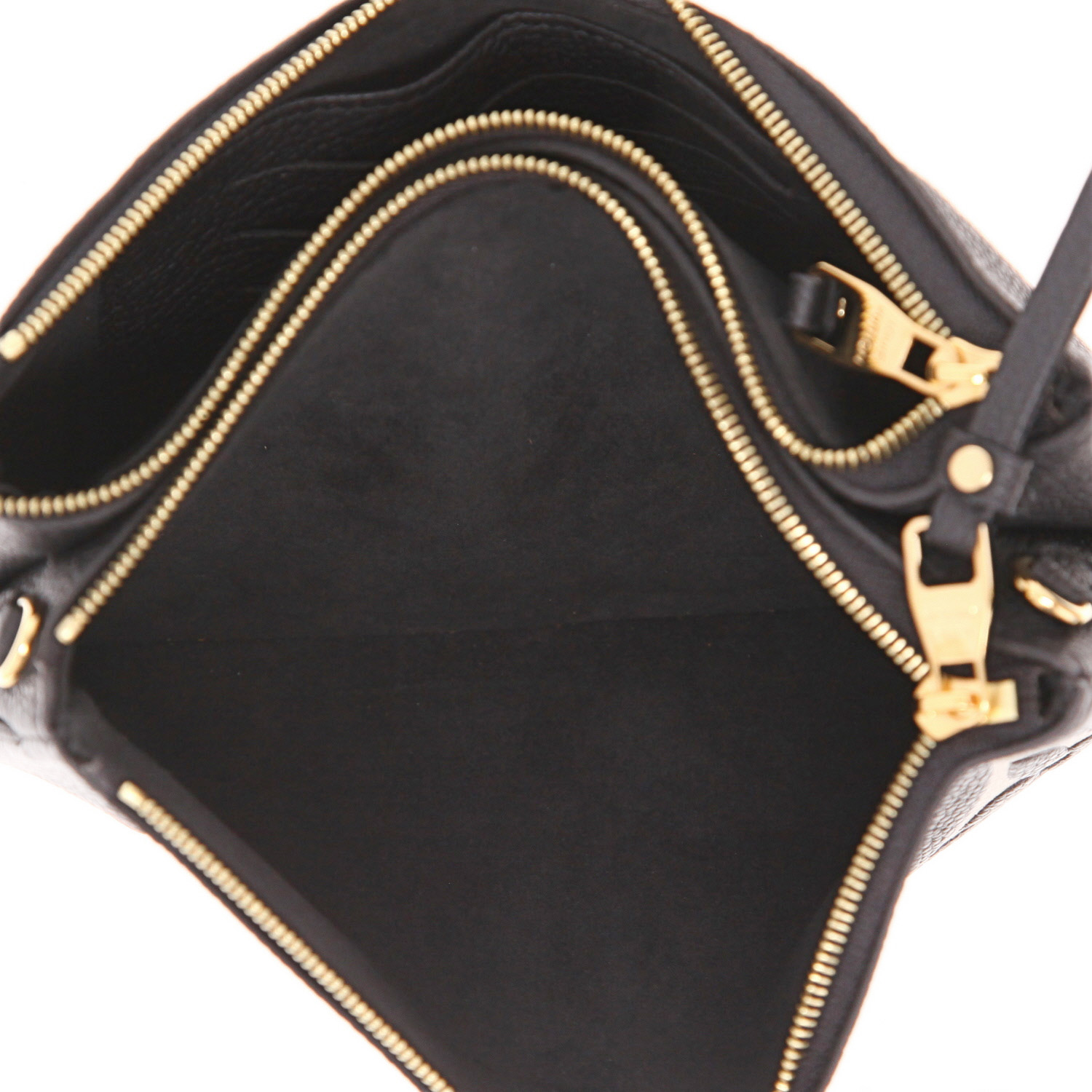 Louis Vuitton  Double Zip shoulder bag  in black empreinte monogram leather - Detail D3