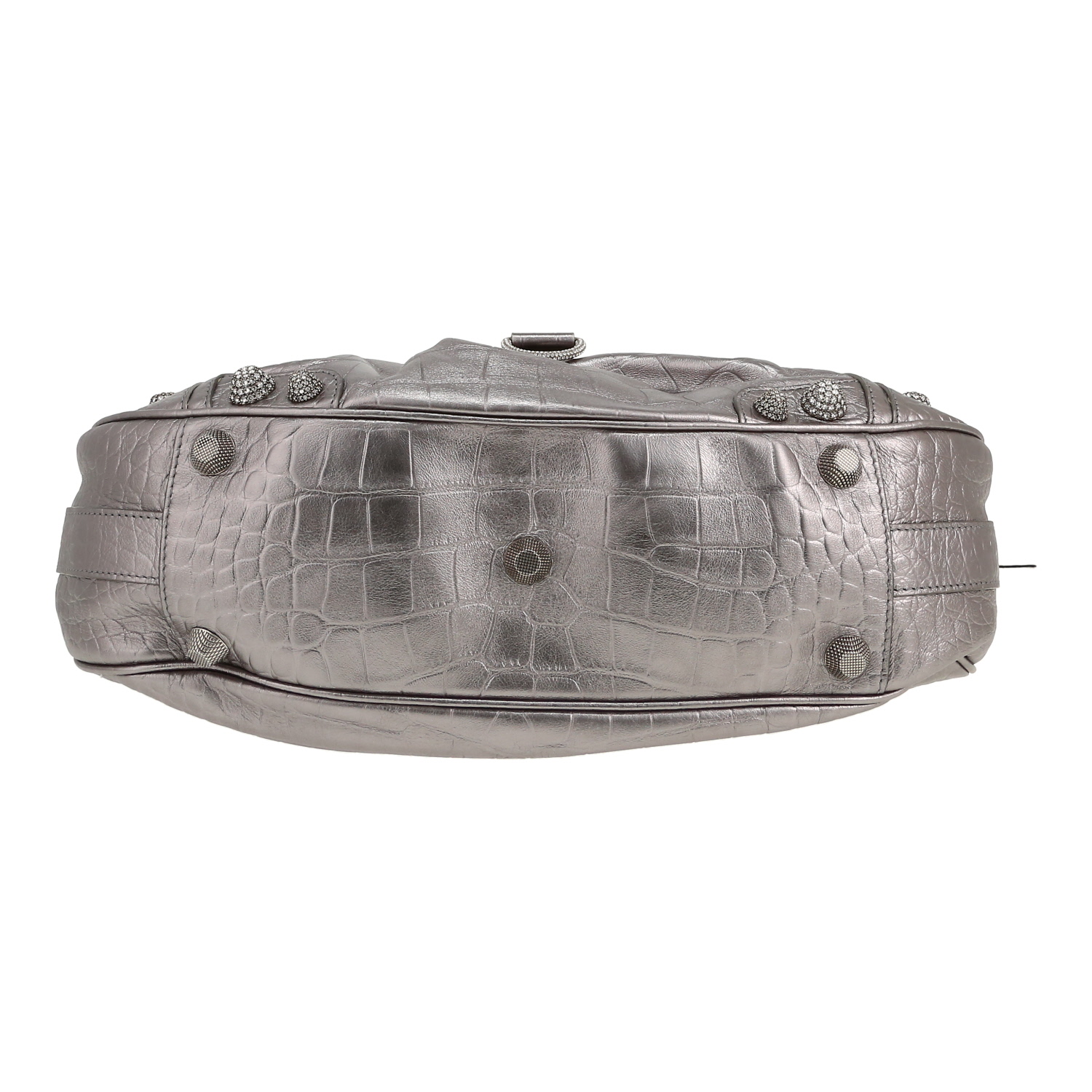 Bolso de mano Balenciaga  Cagole modelo grande  en cuero plateado - Detail D1