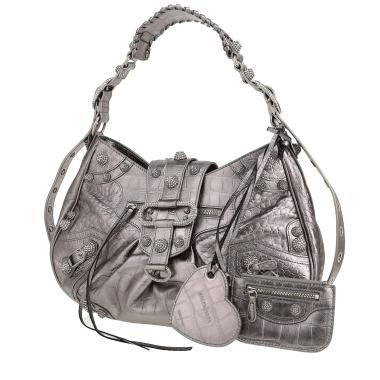 Sac à main Balenciaga  Cagole grand modèle  en cuir argenté