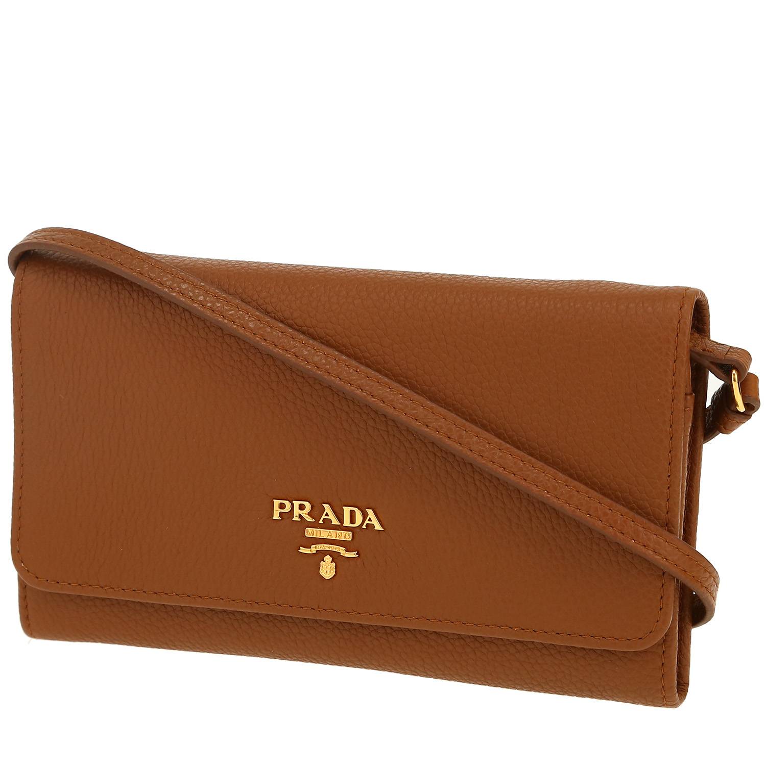 Prada shoulder bag in brown grained leather