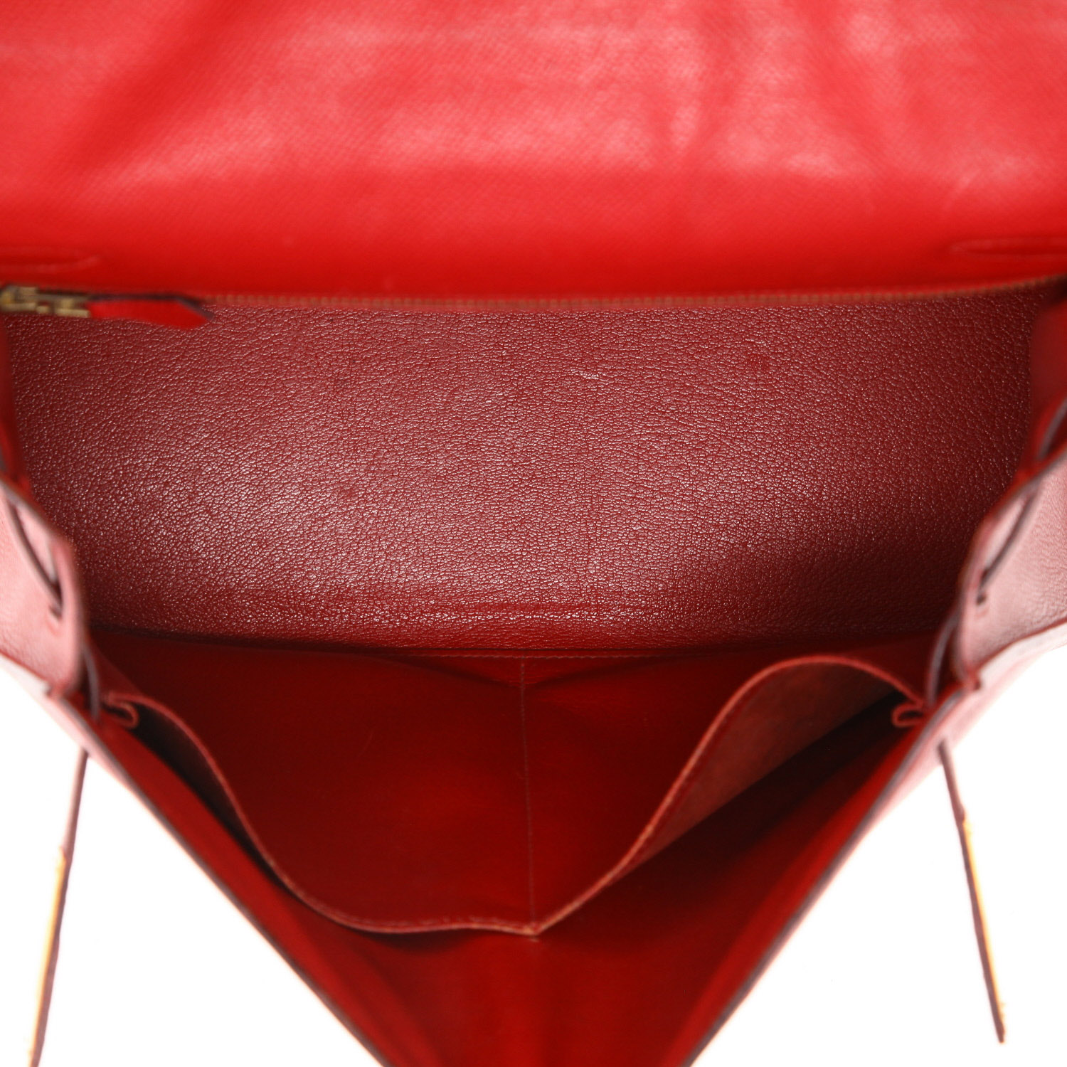 Borsa Hermès  Kelly 32 cm in pelle Courchevel rossa - Detail D3