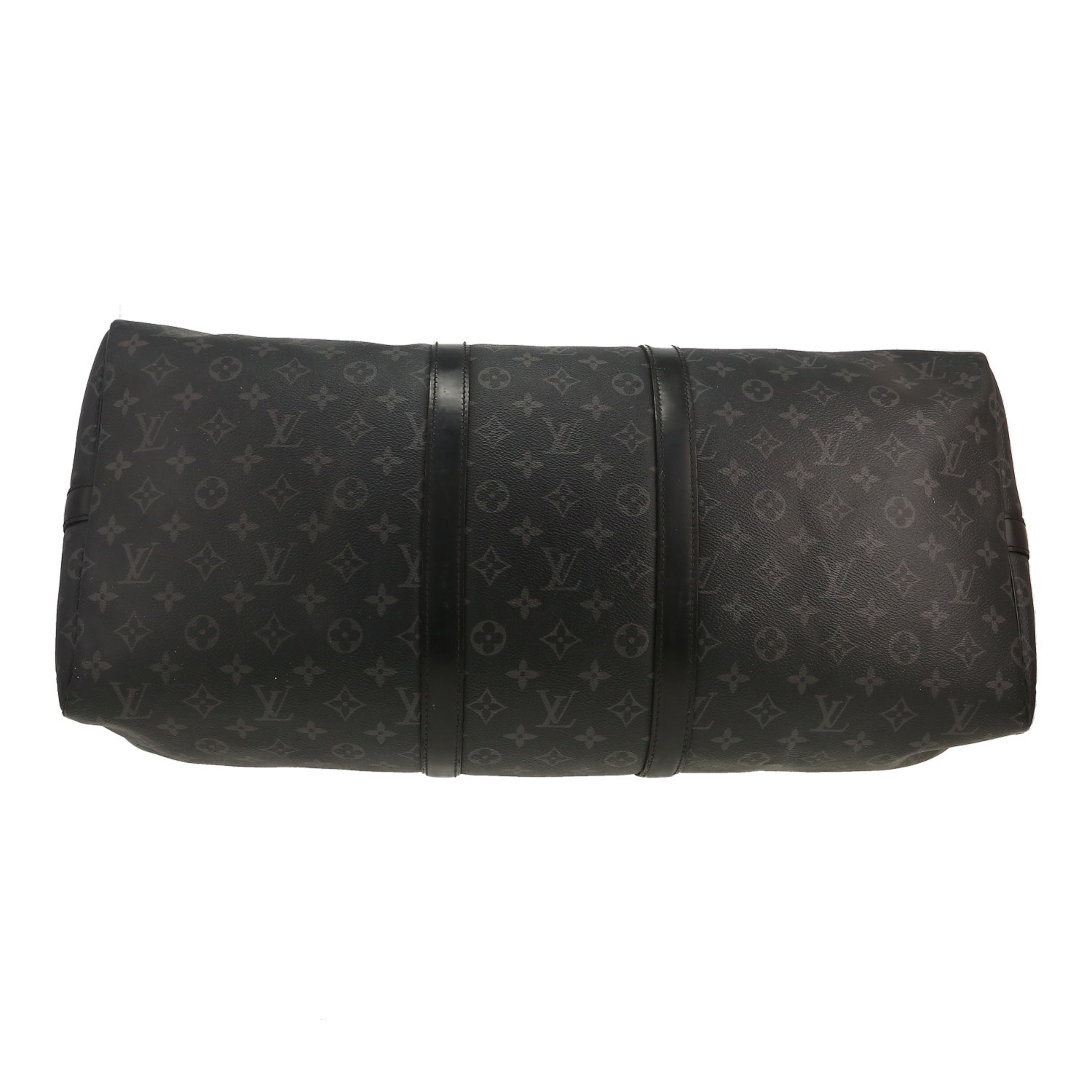 Louis Vuitton  Keepall 55 travel bag  in grey and black monogram canvas  and black leather - Detail D1