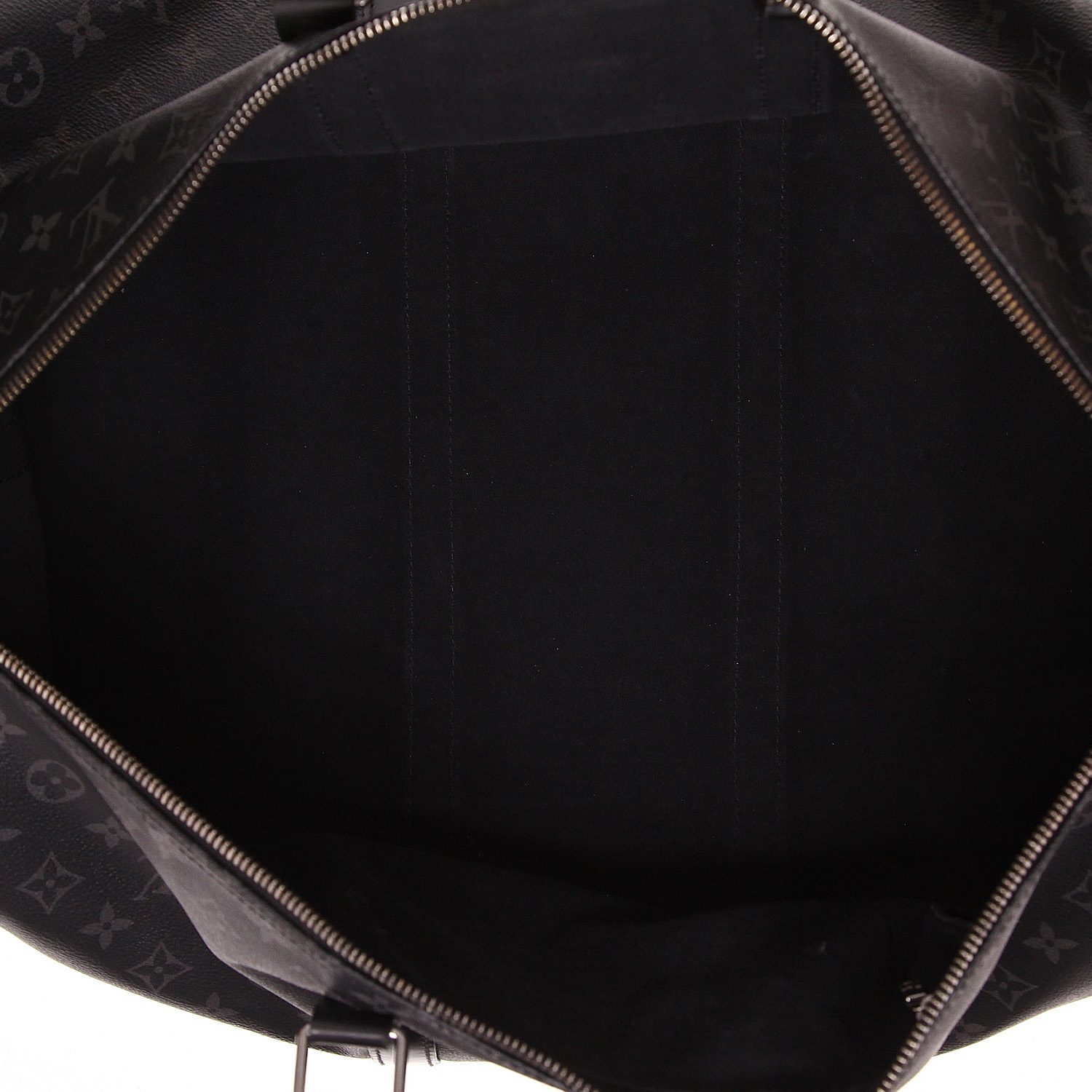 Louis Vuitton  Keepall 55 travel bag  in grey and black monogram canvas  and black leather - Detail D3