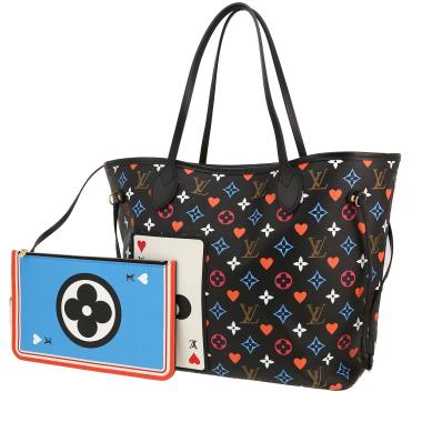 Sac Louis Vuitton  Neverfull Editions Limitées en toile monogram rouge, noire bleue et blanche et cuir noir