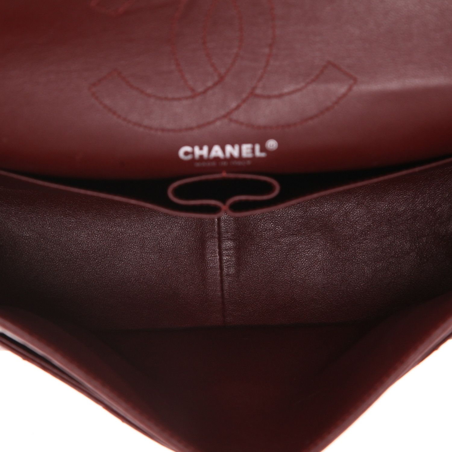 Sac bandoulière Chanel  2.55 en cuir matelassé bordeaux - Detail D3